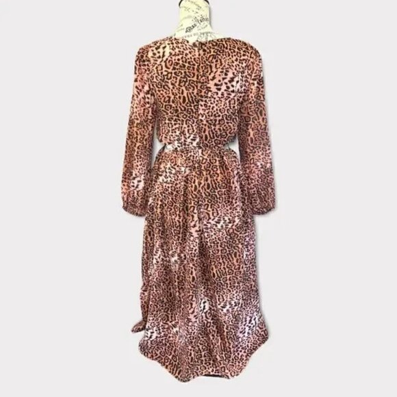 Anthropologie Ranna Gill Midi Dress M NWT Leopard Print Cut Out Puff Party Fall - Picture 14 of 14